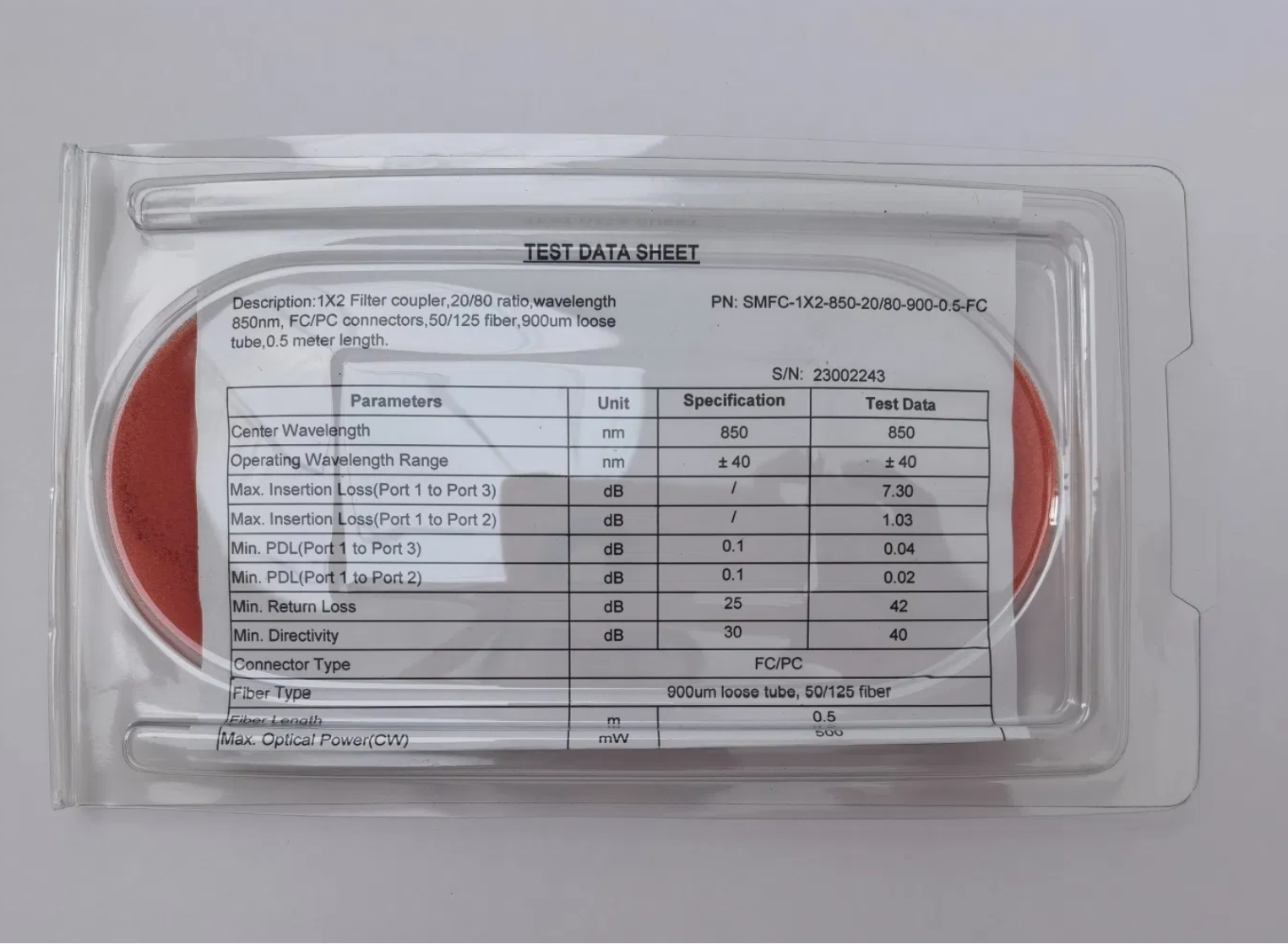 Multimode Splitter, Filter Type Om4 50/125 20/80 850nm 1m 0.9mm